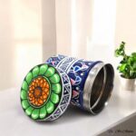 Hand Painted Pattachitra Tribal Metal Jars - Set of 2 (S) - Image 5