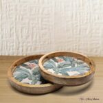 Mango Wood Tropical Round Trays (14" and 12") - Set of 2 - Image 4