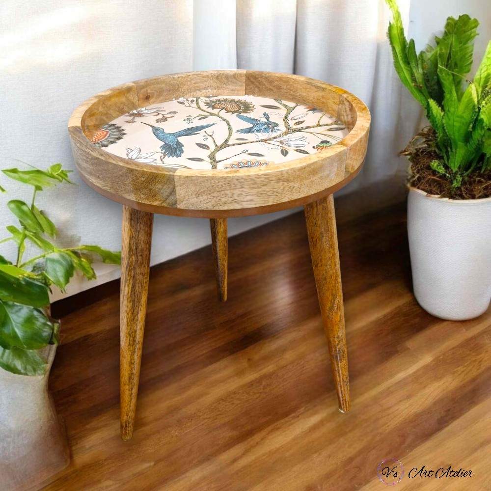 Eco-friendly mango wood side tables in earthy tones