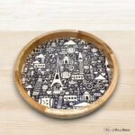 Mango Wood World Doodle Round Tray 14 Inches - Single