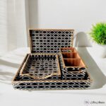 Black And White Moroccan Gold Foiled Tray Combo - Set of 4 - Image 2