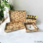Kashmiri Elegance Gold Foiled Tray Combo - Set of 4