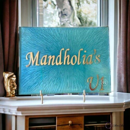 Elegant Epoxy Nameplates in Shades of Blue