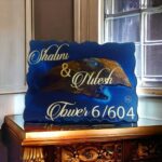 Elegant Teakwood and Epoxy Nameplate in Blue