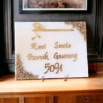 Elegant White And Gold Epoxy Resin Nameplates - Image 9