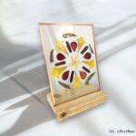 Fern Leaves, Yellow Oleander and Rose Petals Table Top Glass Plaque (Big) – Single