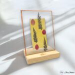 Fern Leaves and Bougainvillea Petals Table Top Glass Plaque (Big) – Single