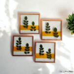 Personalized holiday-themed glass coasters