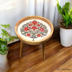 Decorative mango wood table with boho accents