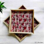 Chinar Leaves Teakwood Printed Tray – Set of 2 - Image 2