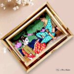 Indian Women Teakwood Printed Tray – Set of 2