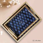 Indigo Leaves Teakwood Printed Tray – Set of 2