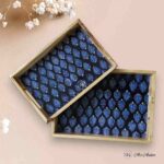 Indigo Leaves Teakwood Printed Tray – Set of 2 - Image 2