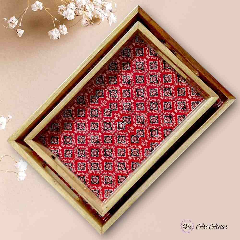 Decorative rectangular tray used for gifting dry fruits