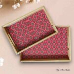Moorish Tile Pattern Teakwood Printed Tray – Set of 2 - Image 2