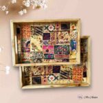 Patchwork Paradise Teakwood Printed Tray – Set of 2 - Image 2