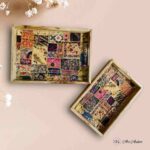 Patchwork Paradise Teakwood Printed Tray – Set of 2 - Image 3