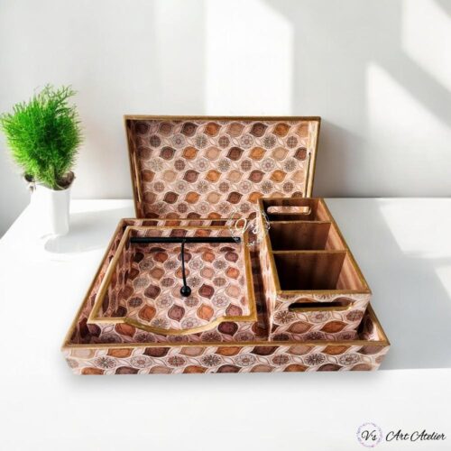 Leafy Affair Gold Foiled Tray Combo - Set of 4