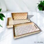 Lotus Flower Printed Rectangle Tray – Set of 3