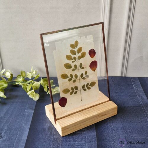 Moringa Leaves and Rose Petals Table Top Glass Plaque (Big) – Single