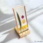 Yellow Oleander Leaf and Rose Petals Table Top Glass Plaque (Small) – Single