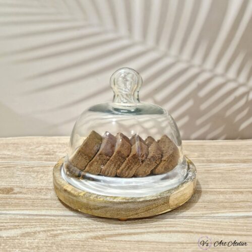 Mangowood Cake Stand With Dome (6 inches)-Single