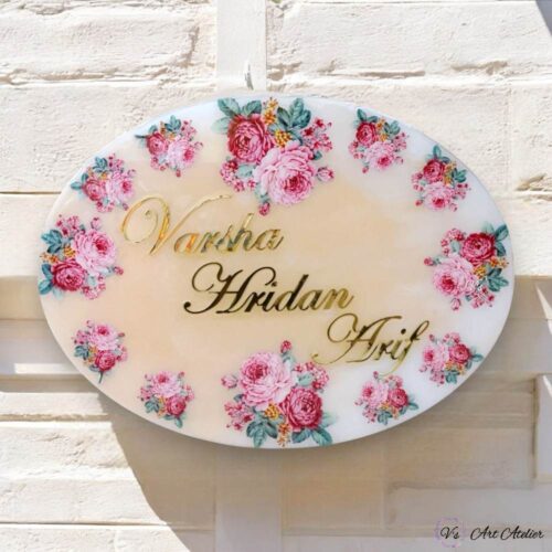 Personalized Floral Resin Oval Nameplate