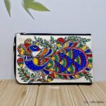 Hand-painted Peacock Madhubani Document Pouch