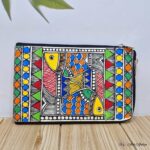 Hand-painted Peacock Madhubani Document Pouch - Image 2