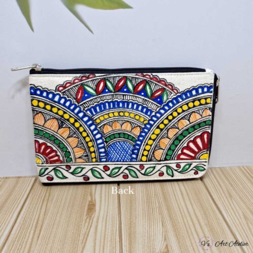 Hand-painted Floral Madhubani Document Pouch