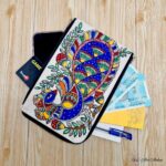 Hand-painted Peacock Madhubani Document Pouch - Image 3