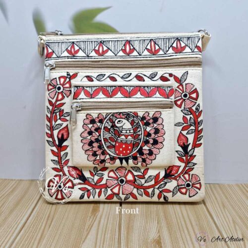 Hand-painted Madhubani Cotton Sling Bag