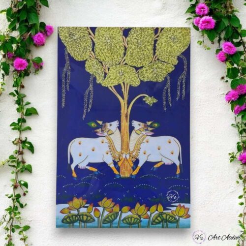 Printed Pichwai Kamdhenu Wall Plate