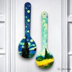 Van Gogh-Inspired Hand-Painted Wooden Spatula - Set of 2 - Image 2