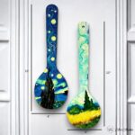 Van Gogh-Inspired Hand-Painted Wooden Spatula - Set of 2 - Image 3