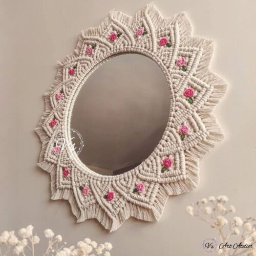 Macramé Vintage Wall Mirror- 25 Inches