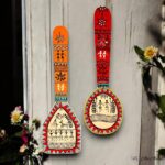 Hand-painted Warli Art Wooden Spatula - Set of 2