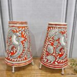 Hand Painted White Peacock Table Top Lamp Set of 2 - 9 Inches - Image 2