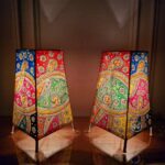 Hand Painted Multicolour Abstract Table Top Lamp Set of 2 - 9 Inches