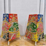 Hand Painted Multicolour Abstract Table Top Lamp Set of 2 - 9 Inches - Image 3