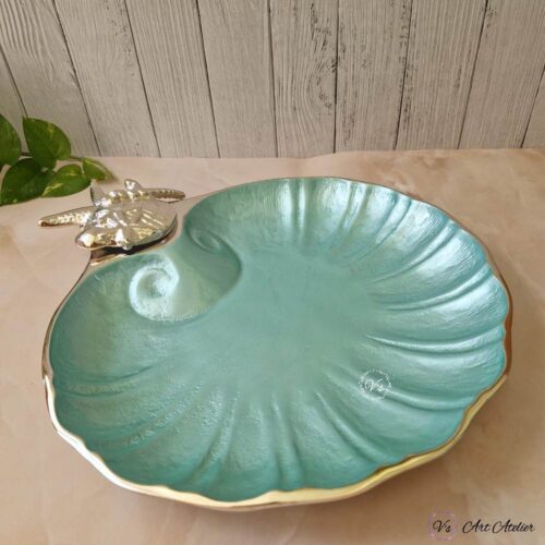 Handcrafted Metal Decorative Aqua Platter  In Ocean Theme