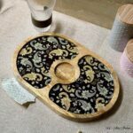 Premium Mangowood Black Paisley Oval Chip-N-Dip Platter