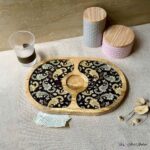 Premium Mangowood Black Paisley Oval Chip-N-Dip Platter - Image 2
