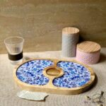 Premium Mangowood Blue Flower Oval Chip-N-Dip Platter - Image 3