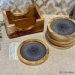 Premium Mangowood Coasters in Eclectic Mandala  – Set of 6 with Stand - Image 2