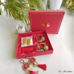 Elegant Roli Chawal Stone Studded Platters with Laxmi Charan and Marble Chowki - Image 6