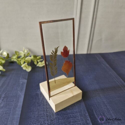 Fern Leaves and Maple Leaves Table Top Glass Plaque (Small) – Single