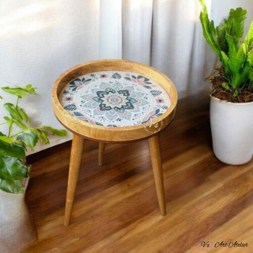 Modern bed side table with vertical lines