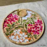 Premium Mangowood Floral Mosaic Round Chip-N-Dip Platter