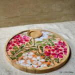 Premium Mangowood Floral Mosaic Round Chip-N-Dip Platter - Image 2